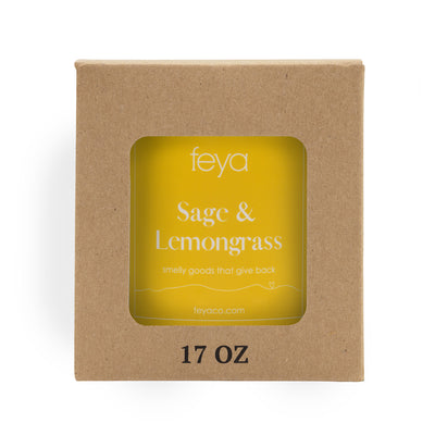 Feya Sage & Lemongrass 17 oz Candle In Box